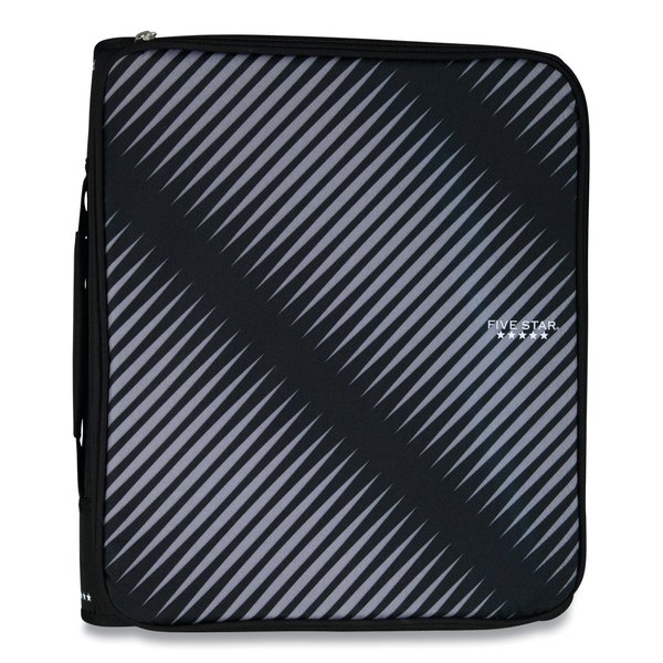 Five Star Zipper Binder, 3 Rings, 2" Capacity, 11 x 8.5, Black/Gray Zebra Print Design 72536